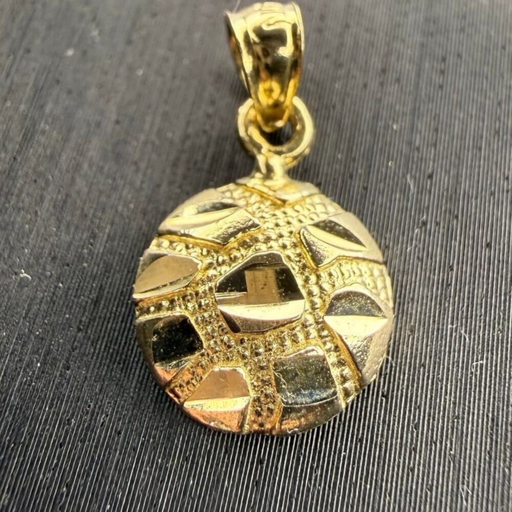 Solid 10k Italian Yellow Gold Nugget Pendant .66” Tall 3.5mm Bail